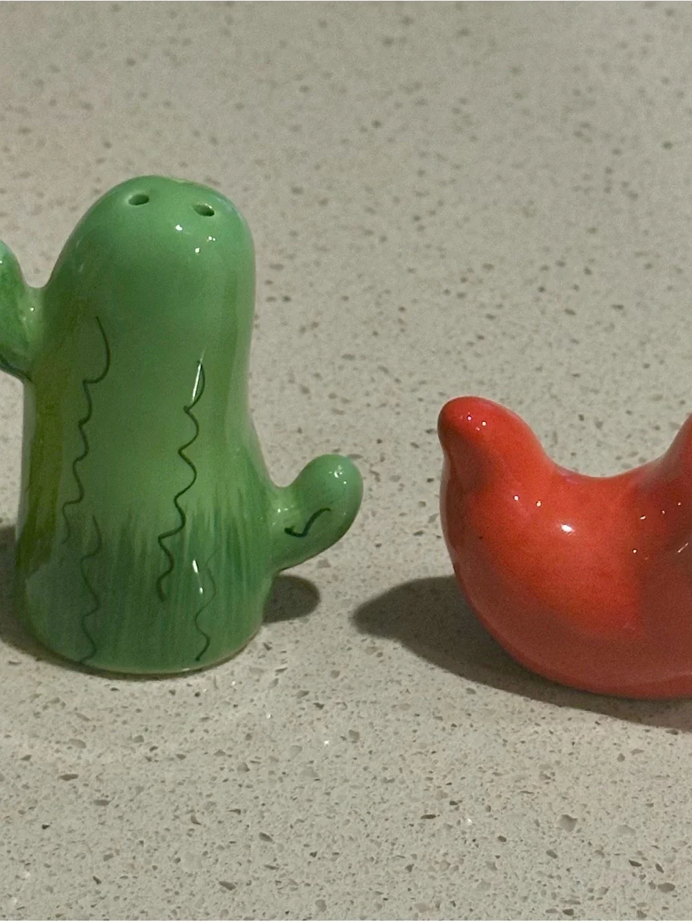 Cute Ceramic Cactus & Chili Pepper Salt & Pepper Shakers - Green & Red